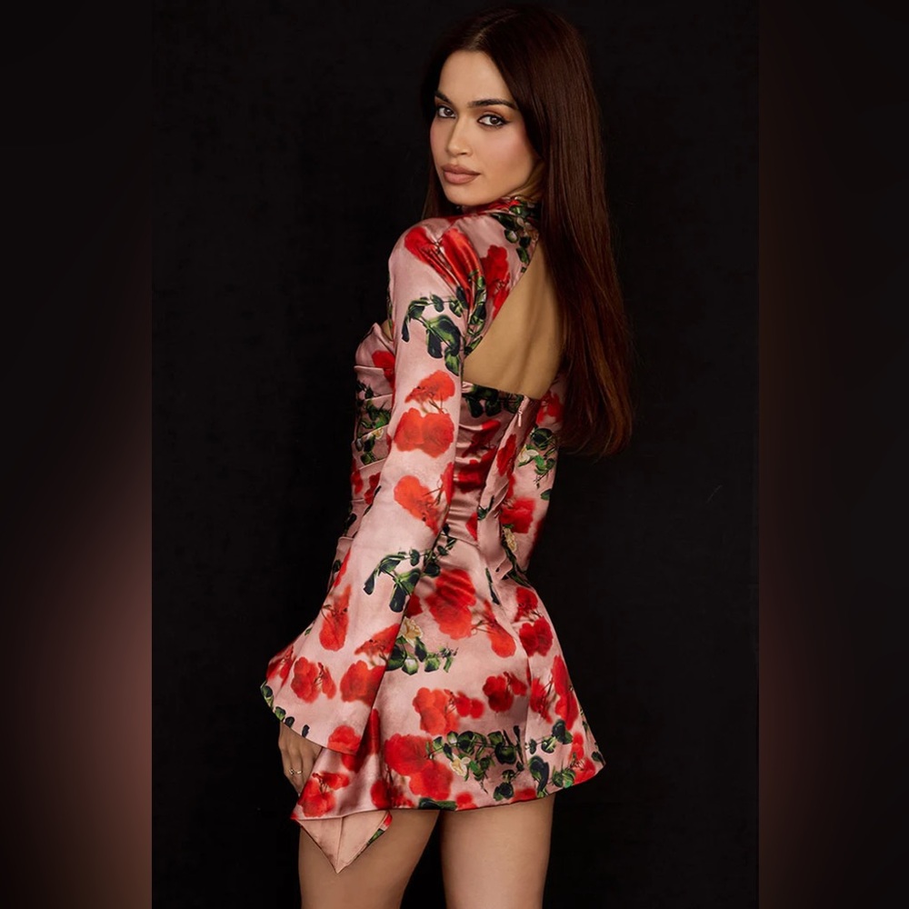 House of CB Rose Print Toira Dress NEVER WORN WITH TAGS